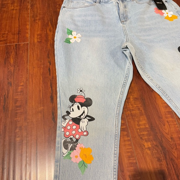 Disney Mickey Minnie Mouse Floral Jeans Lite Blue Size 36 Preowned New Condition - Picture 4 of 11